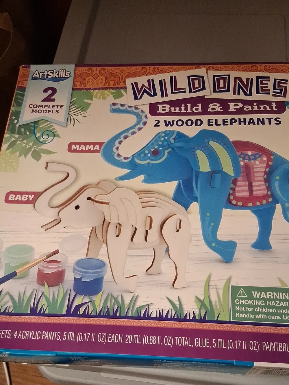 Wild Ones Build & Paint Blue Elephant Wooden Kit by